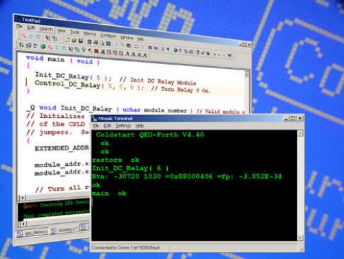 Text editor and terminal windows of the Mosaic IDE