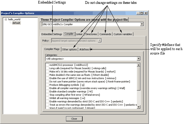 compiler_settings.png, Software Project, Bundle of Settings and References to Source Code Files and Resources, Projects Control IDE Build Process, Workspace is Collection of Software Projects