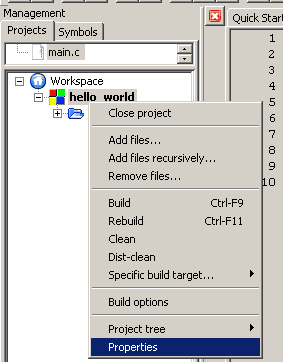 rclick_project_properties.png, Software Project, Bundle of Settings and References to Source Code Files and Resources, Projects Control IDE Build Process, Workspace is Collection of Software Projects
