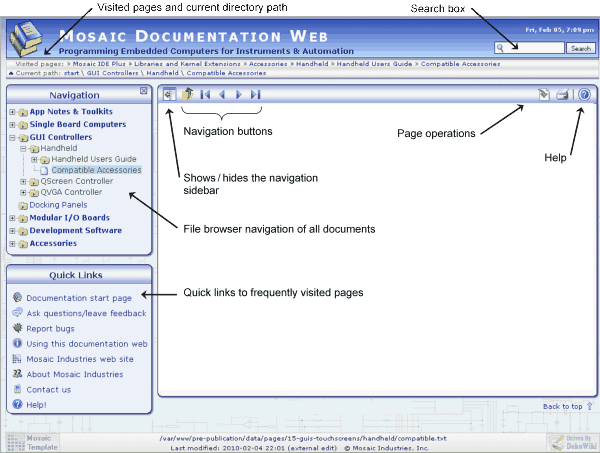 navigation.png, Navigating Documentation Web, Easily Navigate this Doku_wiki-based Documentation Site Using Page Menu Buttons, File-browser-style Navigation Box, or Your Browser's Buttons