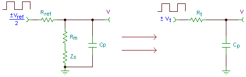 conductivity-probe-thevenin-equivalent-circuit.png, Driver Software Equations, Derivation of Equations Implemented by Conductivity Sensing Software Drivers