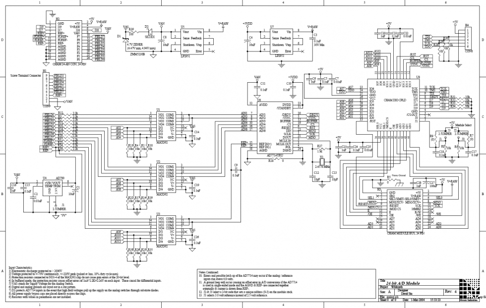 wda247_schematic.png, High Resolution 24-bit Data Acquisition System &amp; Analog-to-digital Converter with Software Programmable Gain Amplifier (PGA) and Anti-aliasing Filter