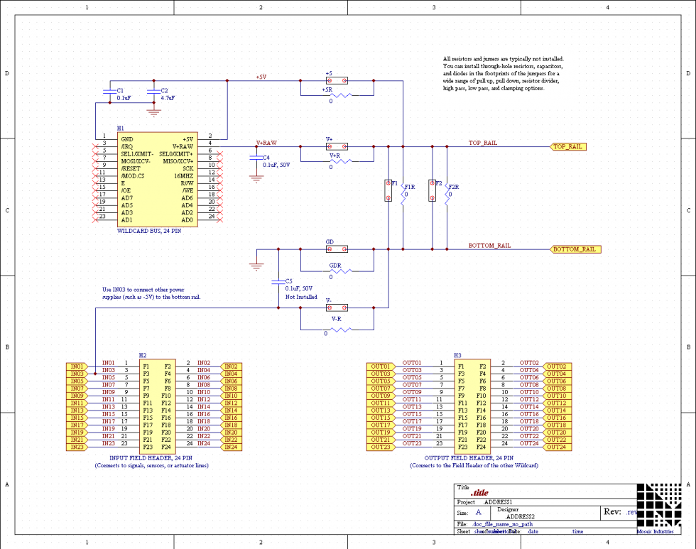 wiof-headers.png, Analog IO Protection, Circuitry Filtering Front End, Signal Conditioning, through Hole, Surface Mount