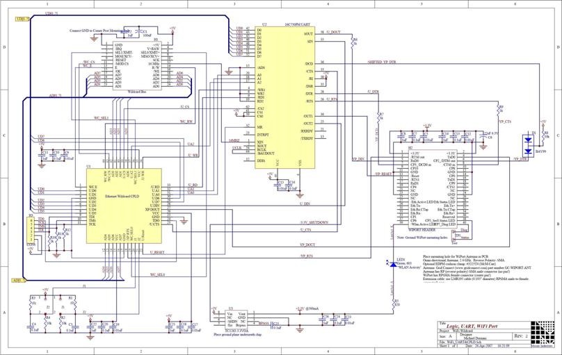 embedded wifi schematic showing the Lantronix WiPort as an embedded device server