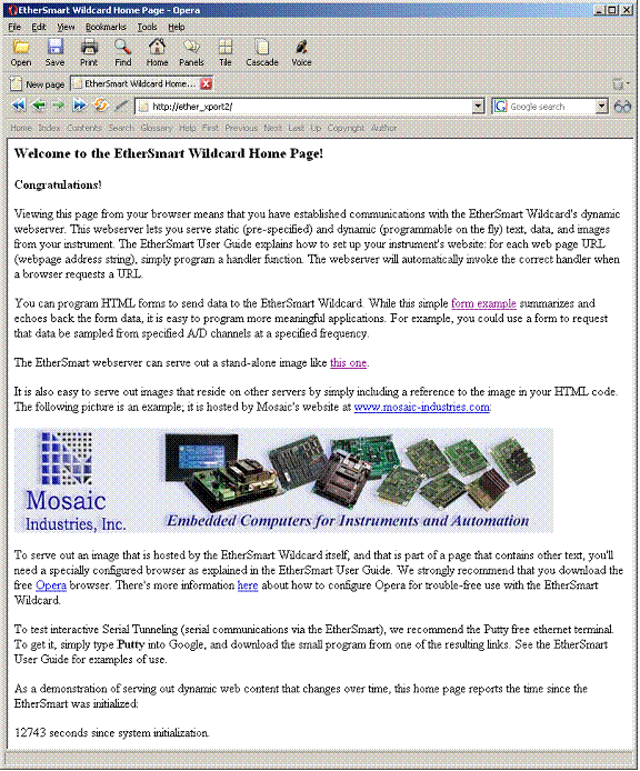 embedded ethernet homepage