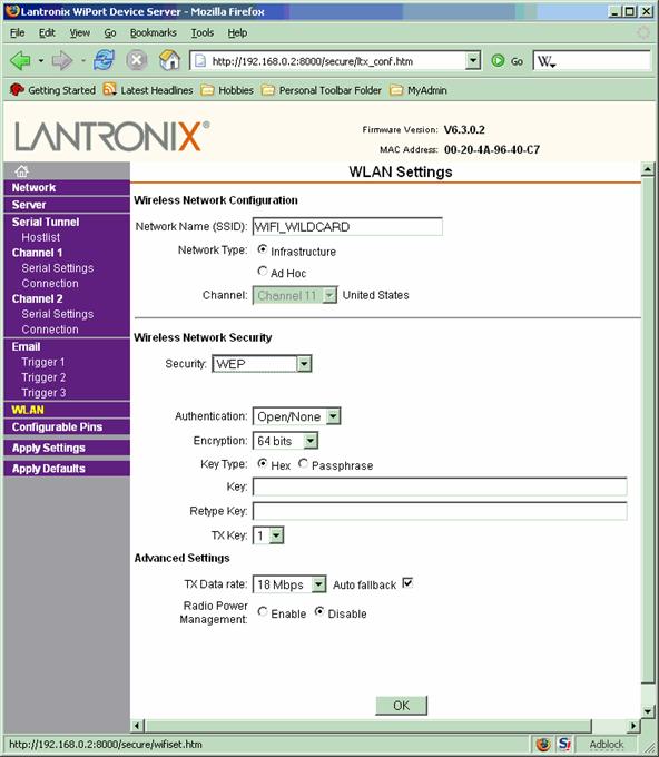 embedded wireless wep