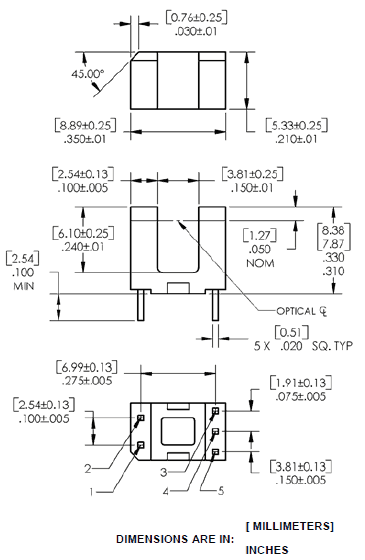 opb618-dimensions.png, Typical Motor Specifications, for Widely Available General Purpose Motors that Can Be Used with Motor Control Wildcard