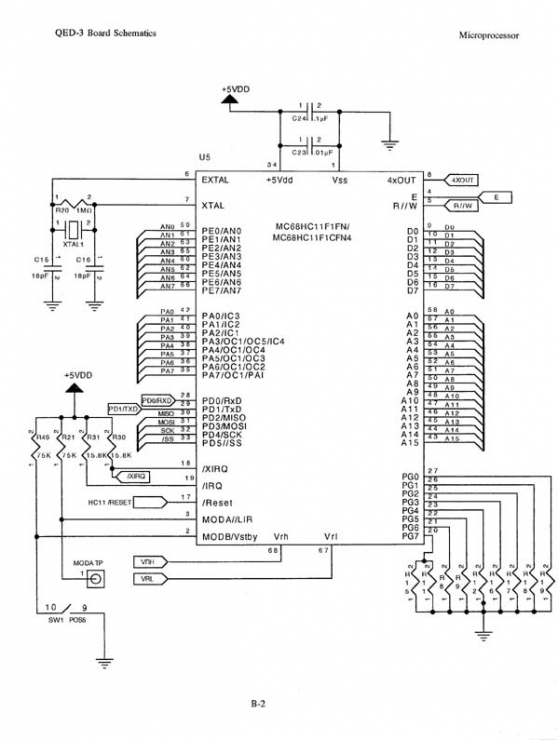 Created by Readiris, Copyright IRIS 2008, Microcontroller and Single Board Computer Schematics 68HC11 MC68HC11F1
