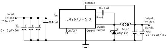 lm2678-circuit.png, Designing Step-Down (Buck) Switching Regulators, how to Choose Inductor and Capacitor Values