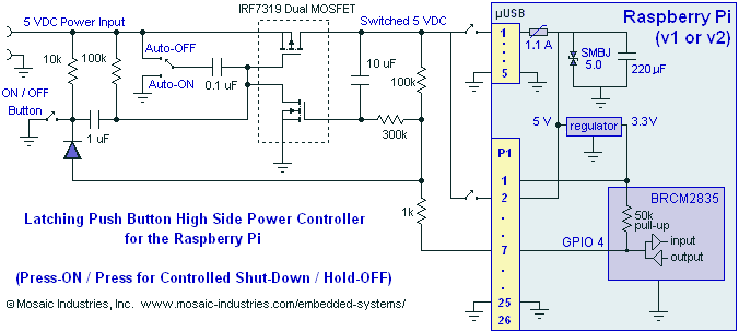 raspberry-pi-on-off-circuit.png, Raspberry Pi ON/OFF Power Controller, Power up Your Raspberry Pi with Latching Push-button Controlled MOSFET Switch