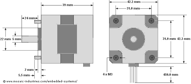 Stepper Motor Specifications, NEMA 17 1.8 Degree 200 Steps-per-revolution  Four-phase Unipolar Permanent-magnet Stepper-motor