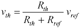 The measured thermistor voltage is produced by the resistor divider as the ratio of the thermistor resistance to the sum of the reference resistance and the thermistor resistance, and is proportional to the reference voltage. The thermistor voltage indicates the temperature.