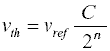 Computing the thermistor voltage from the analog to digital converter counts.