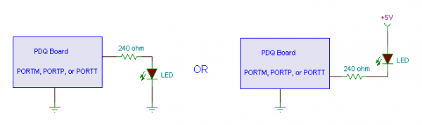 Driving an LED from a 9S12 HCS12 MCU digital output pin.